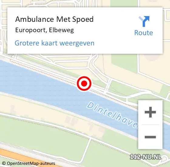 Locatie op kaart van de 112 melding: Ambulance Met Spoed Naar Europoort, Elbeweg op 18 juni 2018 08:47