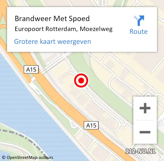 Locatie op kaart van de 112 melding: Brandweer Met Spoed Naar Europoort Rotterdam, Moezelweg op 18 juni 2018 09:23