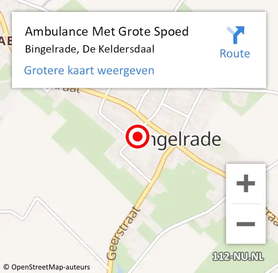 Locatie op kaart van de 112 melding: Ambulance Met Grote Spoed Naar Bingelrade, De Keldersdaal op 28 februari 2014 04:41
