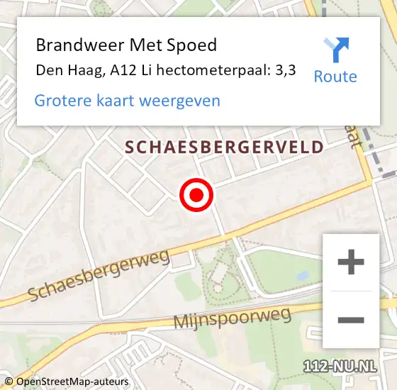 Locatie op kaart van de 112 melding: Brandweer Met Spoed Naar Den Haag, A12 Li hectometerpaal: 3,3 op 18 juni 2018 11:51