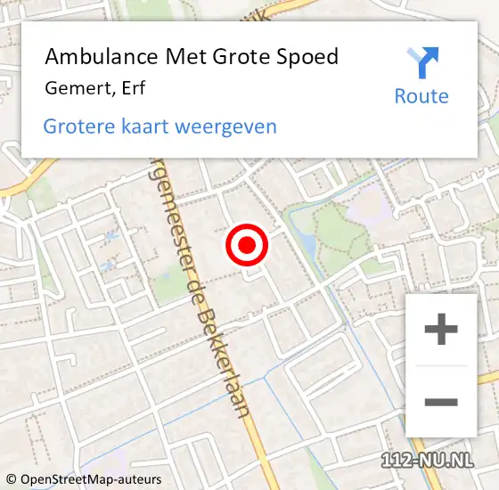 Locatie op kaart van de 112 melding: Ambulance Met Grote Spoed Naar Gemert, Erf op 18 juni 2018 12:55
