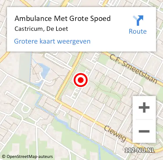 Locatie op kaart van de 112 melding: Ambulance Met Grote Spoed Naar Castricum, De Loet op 18 juni 2018 12:59