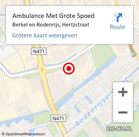 Locatie op kaart van de 112 melding: Ambulance Met Grote Spoed Naar Berkel en Rodenrijs, Hertzstraat op 18 juni 2018 15:32