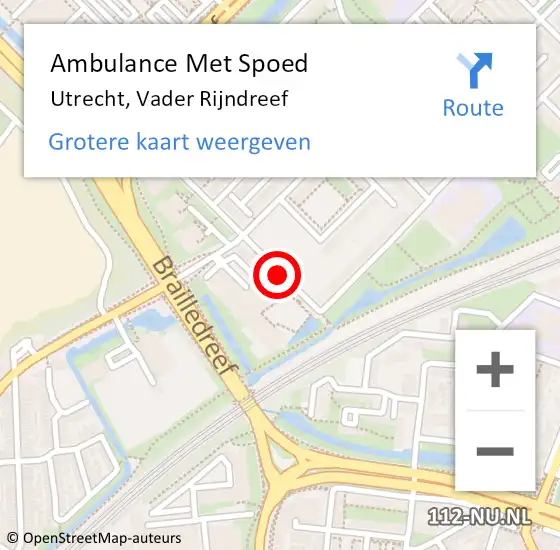 Locatie op kaart van de 112 melding: Ambulance Met Spoed Naar Utrecht, Vader Rijndreef op 18 juni 2018 15:55