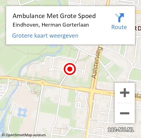 Locatie op kaart van de 112 melding: Ambulance Met Grote Spoed Naar Eindhoven, Herman Gorterlaan op 18 juni 2018 16:31