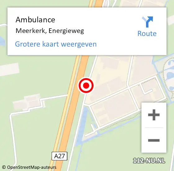 Locatie op kaart van de 112 melding: Ambulance Meerkerk, Energieweg op 18 juni 2018 17:06