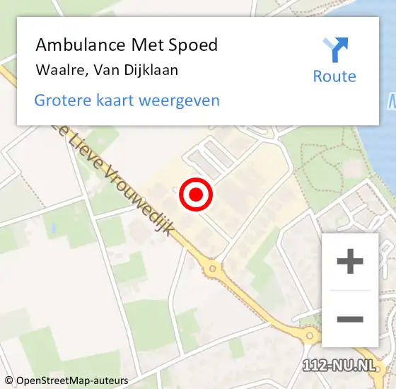 Locatie op kaart van de 112 melding: Ambulance Met Spoed Naar Waalre, Van Dijklaan op 18 juni 2018 17:59