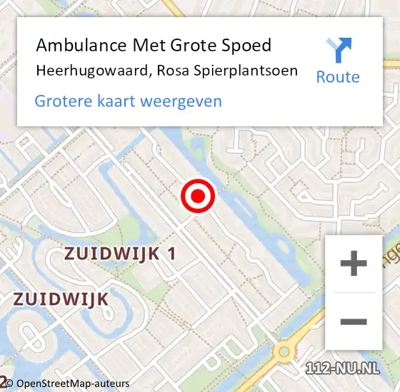 Locatie op kaart van de 112 melding: Ambulance Met Grote Spoed Naar Heerhugowaard, Rosa Spierplantsoen op 18 juni 2018 18:11