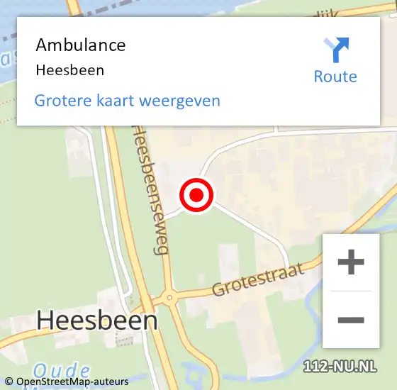 Locatie op kaart van de 112 melding: Ambulance Heesbeen op 18 juni 2018 18:21