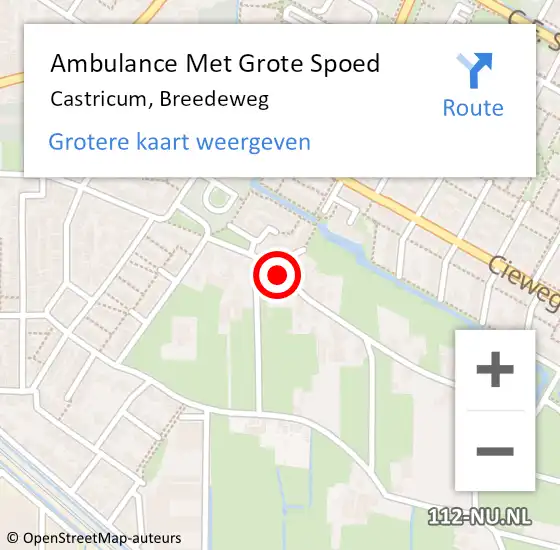 Locatie op kaart van de 112 melding: Ambulance Met Grote Spoed Naar Castricum, Breedeweg op 18 juni 2018 19:00