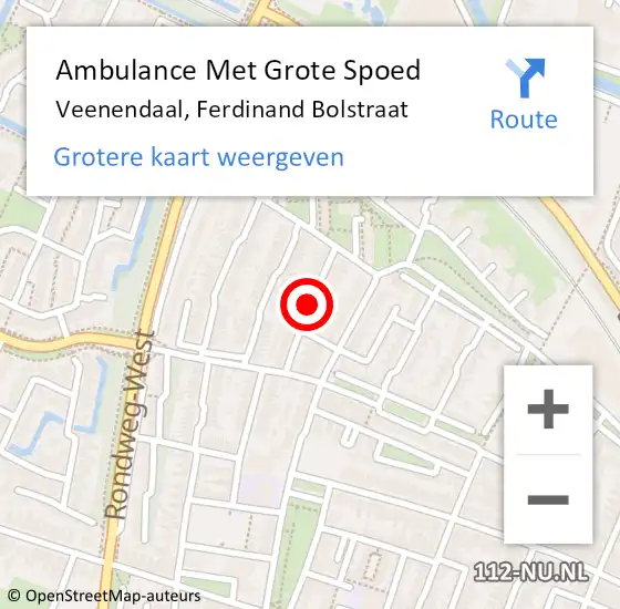 Locatie op kaart van de 112 melding: Ambulance Met Grote Spoed Naar Veenendaal, Ferdinand Bolstraat op 18 juni 2018 19:09