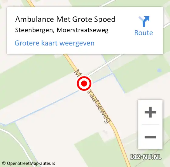 Locatie op kaart van de 112 melding: Ambulance Met Grote Spoed Naar Steenbergen, Moerstraatseweg op 18 juni 2018 19:46