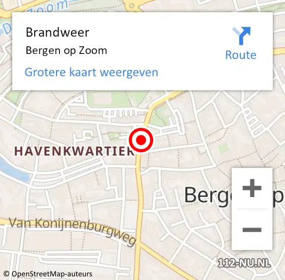 Locatie op kaart van de 112 melding: Brandweer Bergen op Zoom op 18 juni 2018 19:56