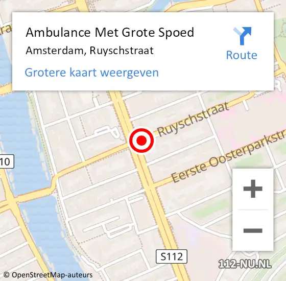 Locatie op kaart van de 112 melding: Ambulance Met Grote Spoed Naar Amsterdam, Ruyschstraat op 18 juni 2018 20:09