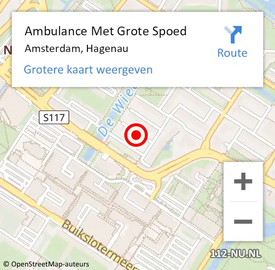 Locatie op kaart van de 112 melding: Ambulance Met Grote Spoed Naar Amsterdam, Hagenau op 18 juni 2018 21:13