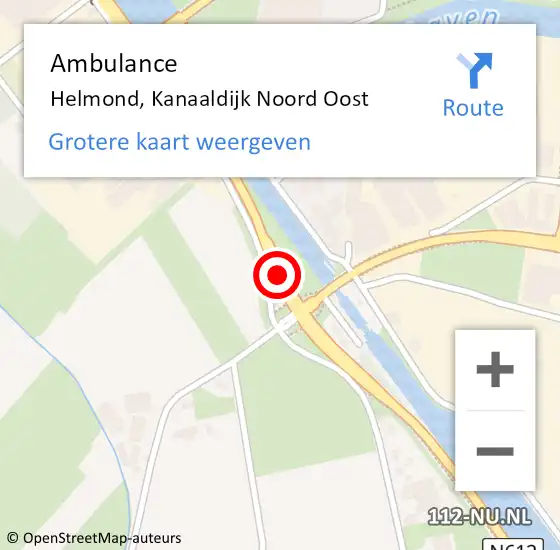 Locatie op kaart van de 112 melding: Ambulance Helmond, Kanaaldijk Noord Oost op 18 juni 2018 21:46