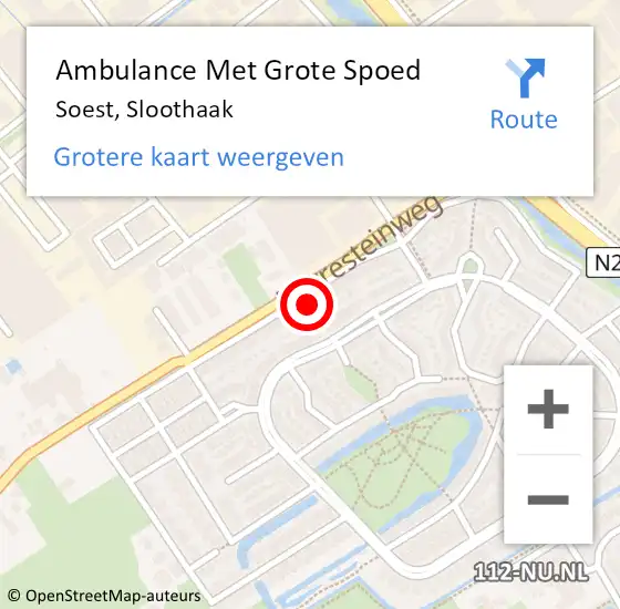 Locatie op kaart van de 112 melding: Ambulance Met Grote Spoed Naar Soest, Sloothaak op 18 juni 2018 22:24