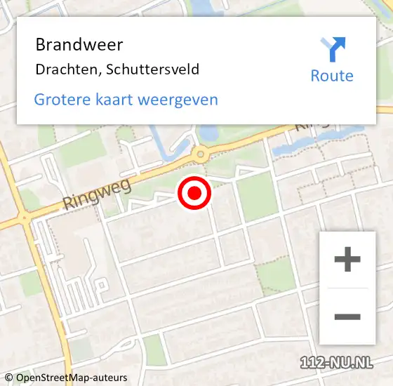 Locatie op kaart van de 112 melding: Brandweer Drachten, Schuttersveld op 19 juni 2018 01:05