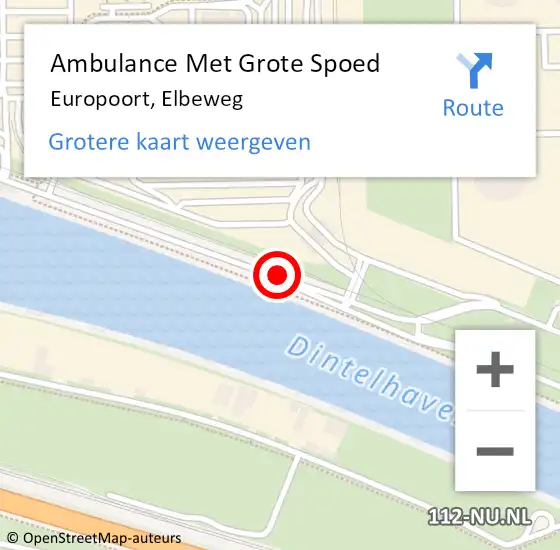Locatie op kaart van de 112 melding: Ambulance Met Grote Spoed Naar Europoort, Elbeweg op 19 juni 2018 03:08