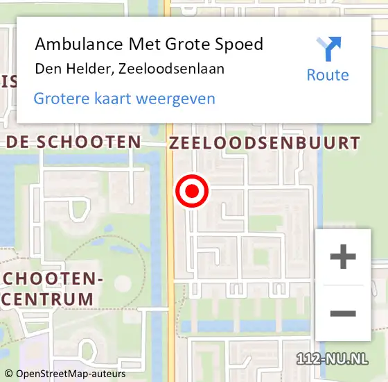 Locatie op kaart van de 112 melding: Ambulance Met Grote Spoed Naar Den Helder, Zeeloodsenlaan op 19 juni 2018 04:30