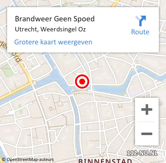Locatie op kaart van de 112 melding: Brandweer Geen Spoed Naar Utrecht, Weerdsingel Oz op 19 juni 2018 07:17