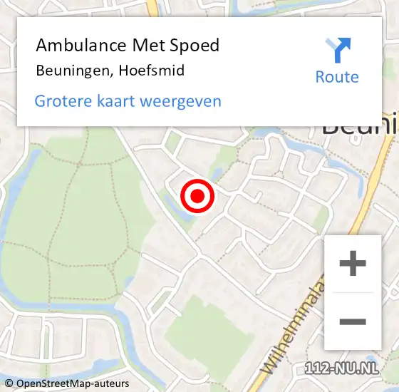 Locatie op kaart van de 112 melding: Ambulance Met Spoed Naar Beuningen, Hoefsmid op 19 juni 2018 07:50