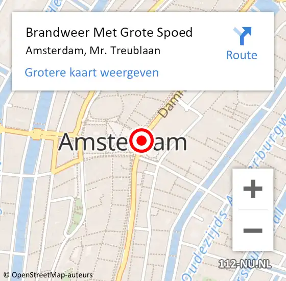 Locatie op kaart van de 112 melding: Brandweer Met Grote Spoed Naar Amsterdam, Mr. Treublaan op 19 juni 2018 08:03