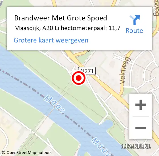Locatie op kaart van de 112 melding: Brandweer Met Grote Spoed Naar Maasdijk, A20 Li hectometerpaal: 11,7 op 19 juni 2018 08:46