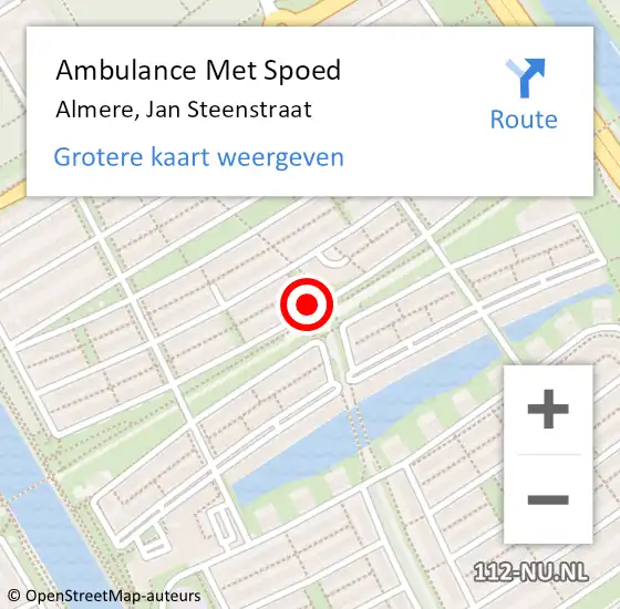 Locatie op kaart van de 112 melding: Ambulance Met Spoed Naar Almere, Jan Steenstraat op 19 juni 2018 08:46