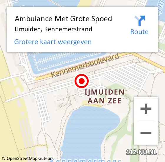 Locatie op kaart van de 112 melding: Ambulance Met Grote Spoed Naar IJmuiden, Kennemerstrand op 19 juni 2018 10:37