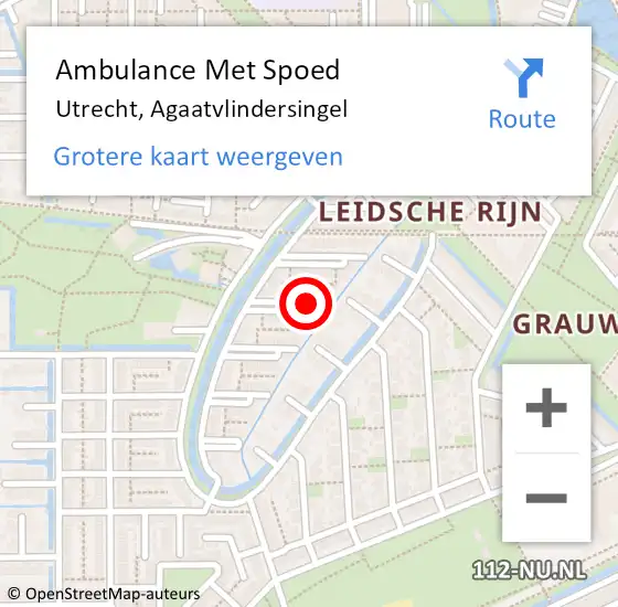 Locatie op kaart van de 112 melding: Ambulance Met Spoed Naar Utrecht, Agaatvlindersingel op 19 juni 2018 11:11