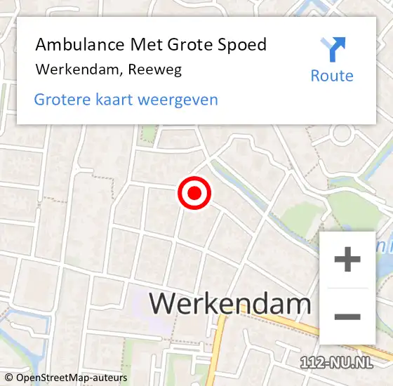 Locatie op kaart van de 112 melding: Ambulance Met Grote Spoed Naar Werkendam, Reeweg op 19 juni 2018 11:34