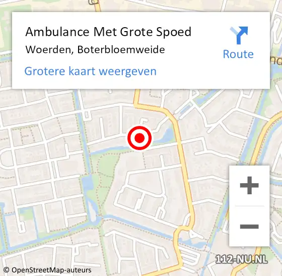 Locatie op kaart van de 112 melding: Ambulance Met Grote Spoed Naar Woerden, Boterbloemweide op 19 juni 2018 12:16
