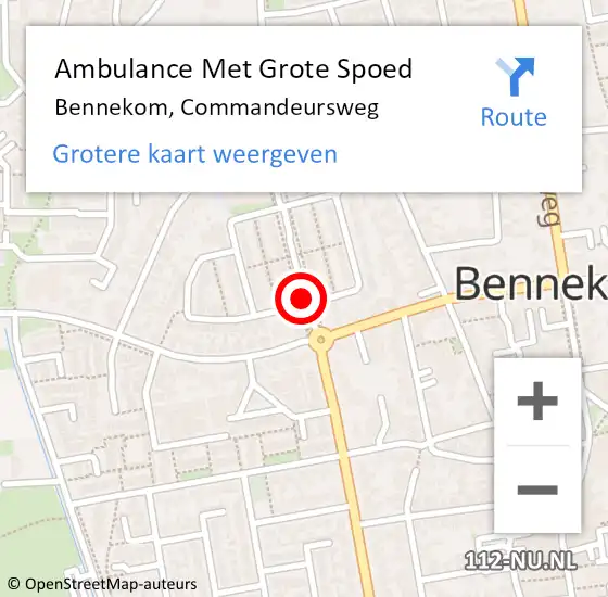 Locatie op kaart van de 112 melding: Ambulance Met Grote Spoed Naar Bennekom, Commandeursweg op 19 juni 2018 16:04