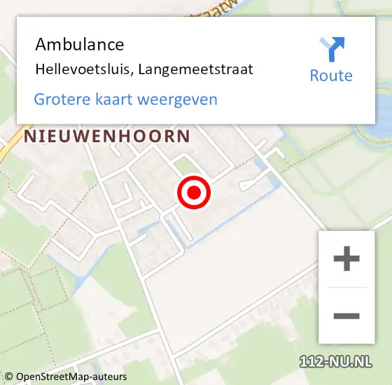 Locatie op kaart van de 112 melding: Ambulance Hellevoetsluis, Langemeetstraat op 19 juni 2018 16:35