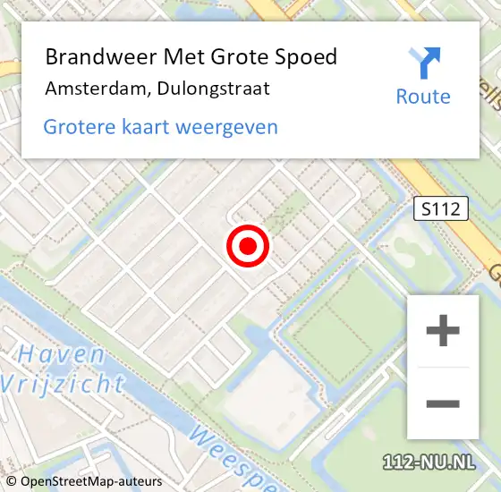 Locatie op kaart van de 112 melding: Brandweer Met Grote Spoed Naar Amsterdam, Dulongstraat op 19 juni 2018 17:19