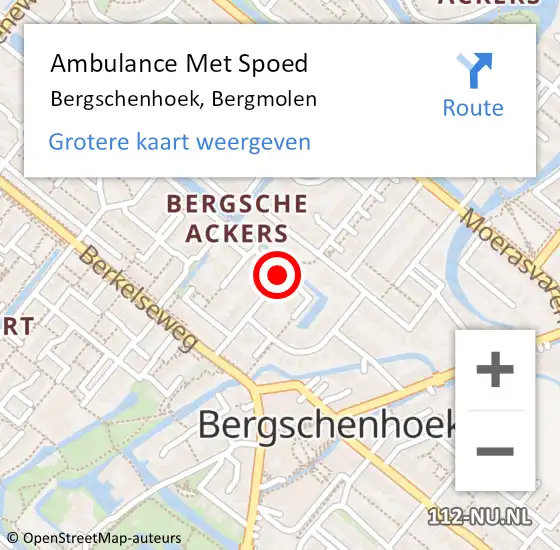 Locatie op kaart van de 112 melding: Ambulance Met Spoed Naar Bergschenhoek, Bergmolen op 19 juni 2018 18:20