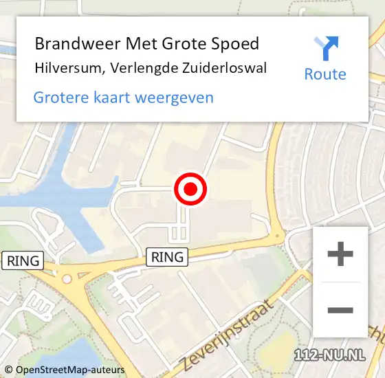 Locatie op kaart van de 112 melding: Brandweer Met Grote Spoed Naar Hilversum, Verlengde Zuiderloswal op 19 juni 2018 18:46