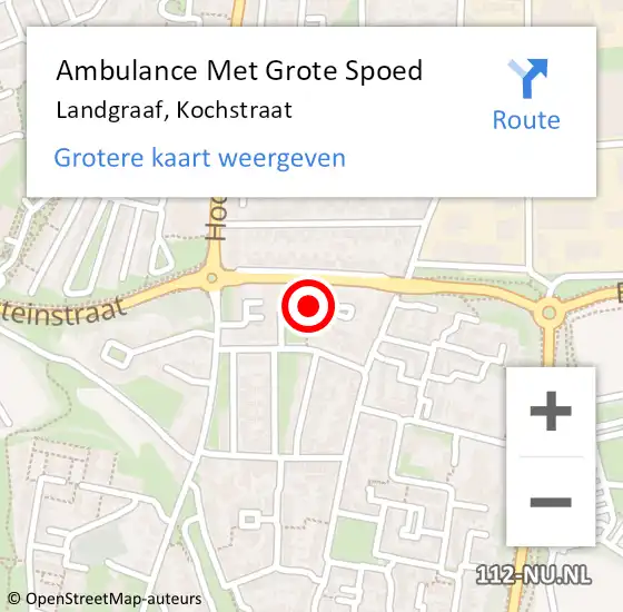 Locatie op kaart van de 112 melding: Ambulance Met Grote Spoed Naar Landgraaf, Kochstraat op 19 juni 2018 19:11