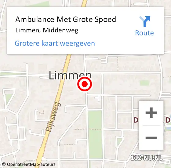 Locatie op kaart van de 112 melding: Ambulance Met Grote Spoed Naar Limmen, Middenweg op 19 juni 2018 19:20