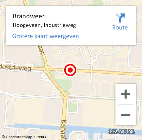 Locatie op kaart van de 112 melding: Brandweer Hoogeveen, Industrieweg op 19 juni 2018 20:23