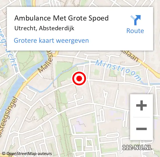 Locatie op kaart van de 112 melding: Ambulance Met Grote Spoed Naar Utrecht, Abstederdijk op 19 juni 2018 23:50