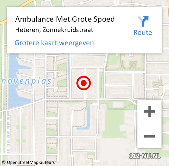 Locatie op kaart van de 112 melding: Ambulance Met Grote Spoed Naar Heteren, Zonnekruidstraat op 20 juni 2018 00:03