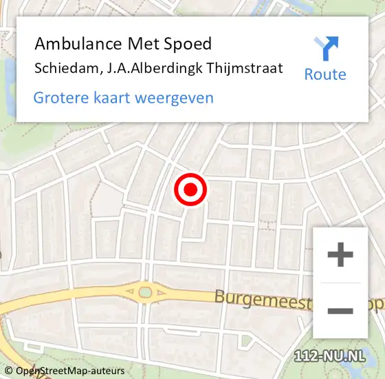 Locatie op kaart van de 112 melding: Ambulance Met Spoed Naar Schiedam, J A Alberdingk Thijmstraat op 20 juni 2018 00:09