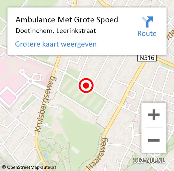 Locatie op kaart van de 112 melding: Ambulance Met Grote Spoed Naar Doetinchem, Leerinkstraat op 20 juni 2018 00:37