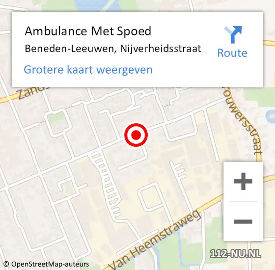 Locatie op kaart van de 112 melding: Ambulance Met Spoed Naar Beneden-Leeuwen, Nijverheidsstraat op 20 juni 2018 08:10