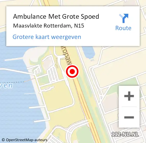Locatie op kaart van de 112 melding: Ambulance Met Grote Spoed Naar Maasvlakte Rotterdam, N15 op 20 juni 2018 11:33