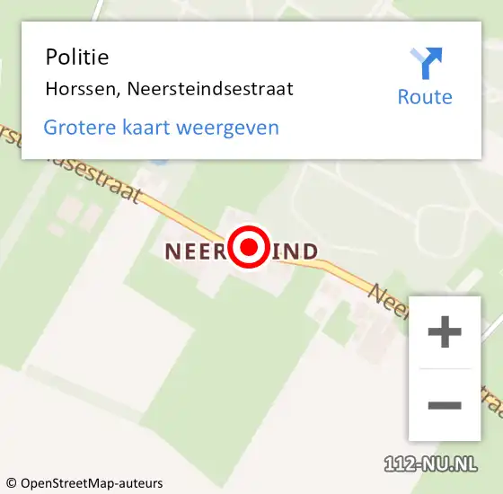 Locatie op kaart van de 112 melding: Politie Horssen, Neersteindsestraat op 20 juni 2018 11:54