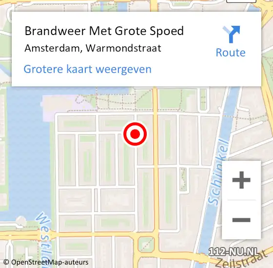 Locatie op kaart van de 112 melding: Brandweer Met Grote Spoed Naar Amsterdam, Warmondstraat op 20 juni 2018 14:33