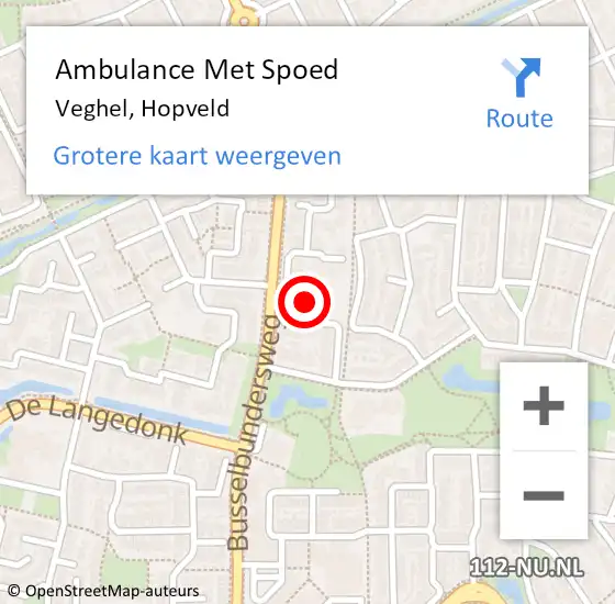 Locatie op kaart van de 112 melding: Ambulance Met Spoed Naar Veghel, Hopveld op 20 juni 2018 14:56
